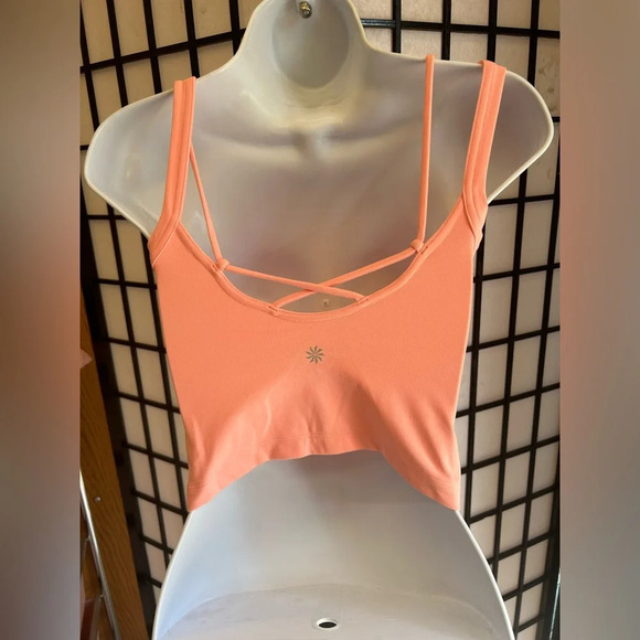 Athleta Shanti Keyhole Tank Top Womens XSmall Spring coral Crop - Picture 6 of 7